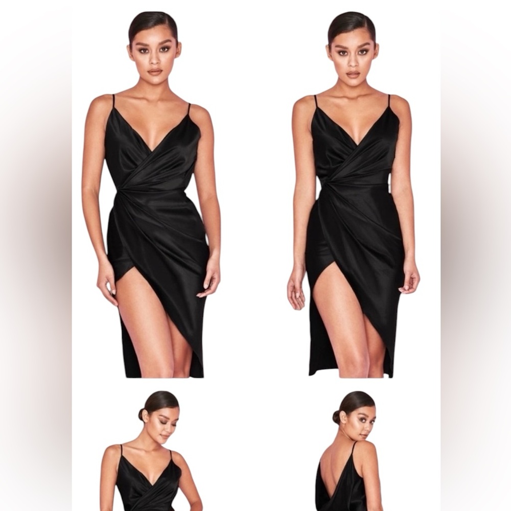 House of CB London coco Elegant Black Wrap midi Dress